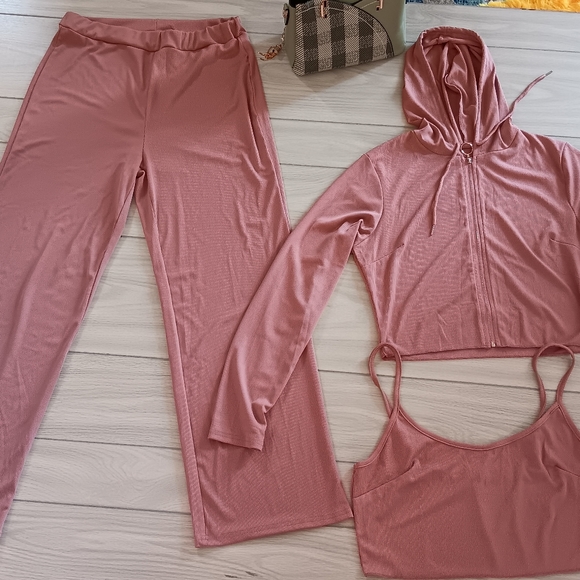 Plus Size Casual Solid Color Plus Size Pit Vest Jacket Pants Three-Piece Set - Picture 15 of 16